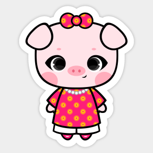 Cute Little Piggy in Ao dai Ngu Than Sticker